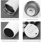 Insulated stainless steel water bottle with non-slip silicone base and leakproof lid