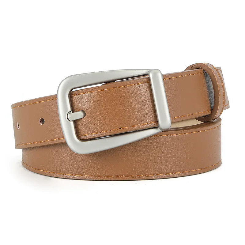 PU Leather Waist Belt – Metal Buckle Accessory for Women Jeans and Dresses