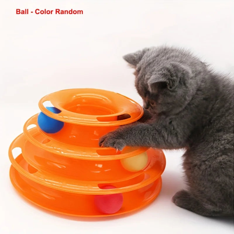 Interactive 3-Layer Cat Toy Tower – Puzzle Game for Mental and Physical Exercise