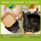 Square Air Fryer Parchment Liners – 23cm Non-stick Paper for Baking Cooking