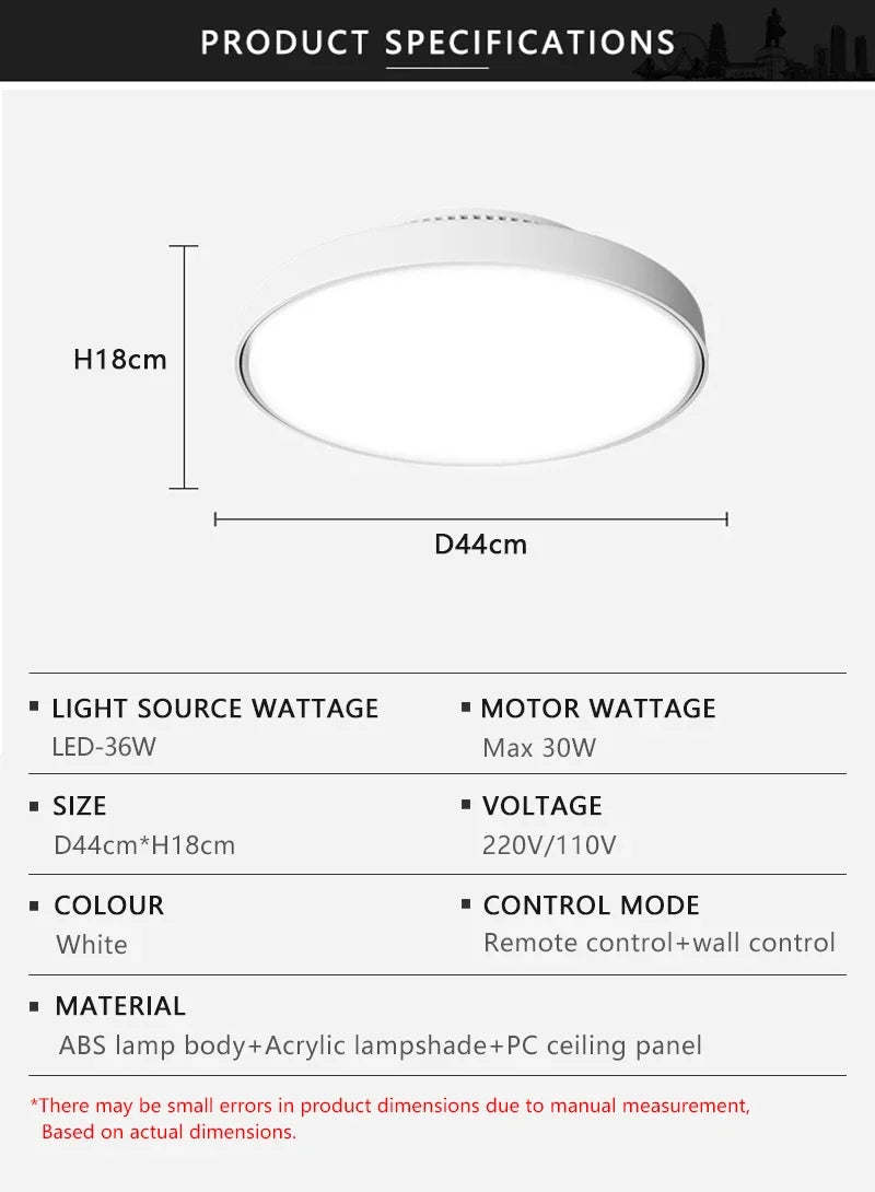 Bladeless Ceiling Fan Light – 6-Speed Remote Dimmable Fixture for Home Decor