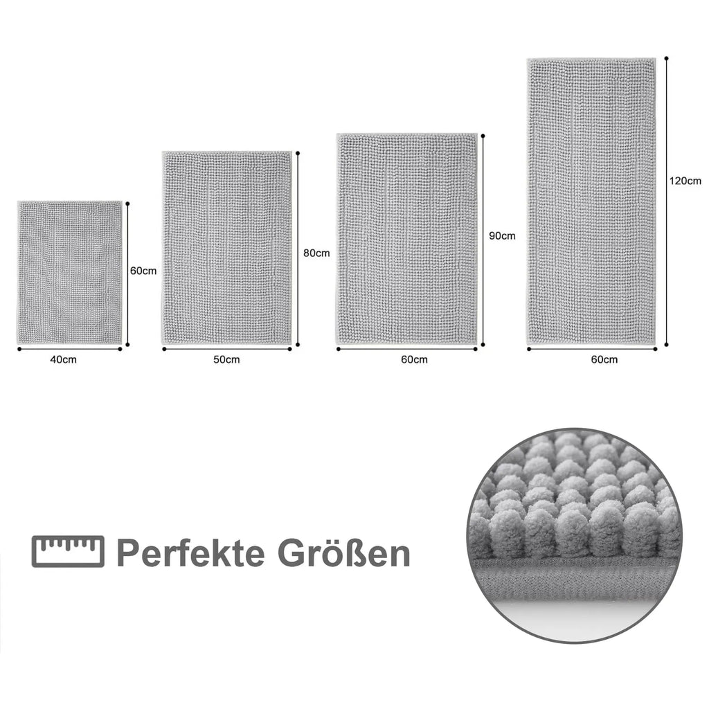 Chenille Bathroom Mat – Ultra Soft Absorbent Non-slip Rug for Shower Floors