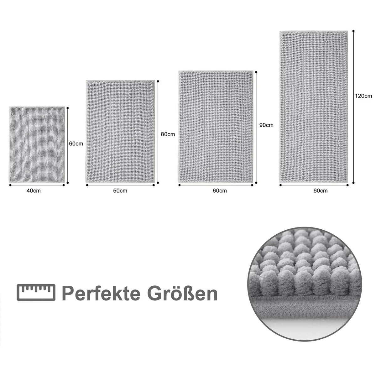 Chenille Bathroom Mat – Ultra Soft Absorbent Non-slip Rug for Shower Floors