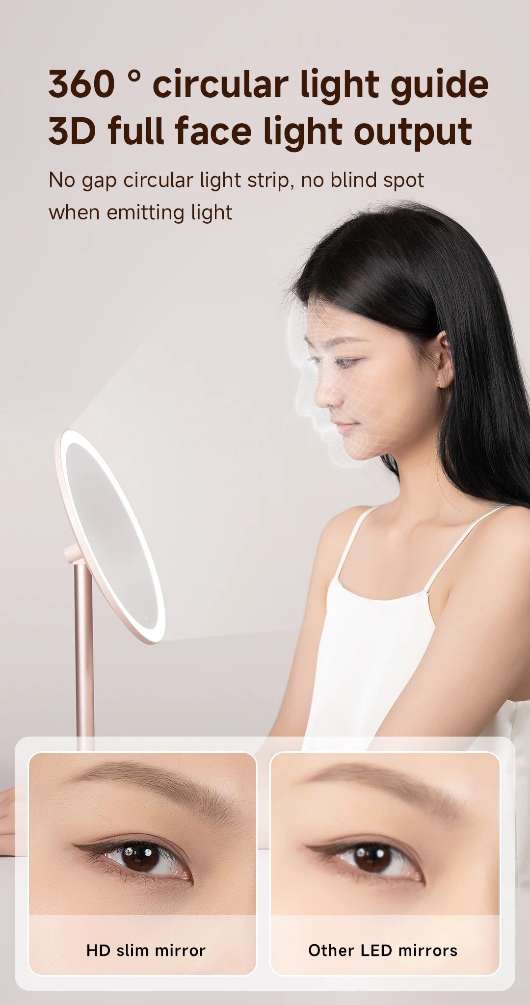 Adjustable LED Makeup Mirror – Metal Desktop Vanity Light for Daily Beauty