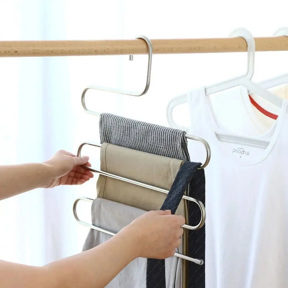 5-Tier Multi-functional Pants Hanger – Non-slip Closet Storage Organizer