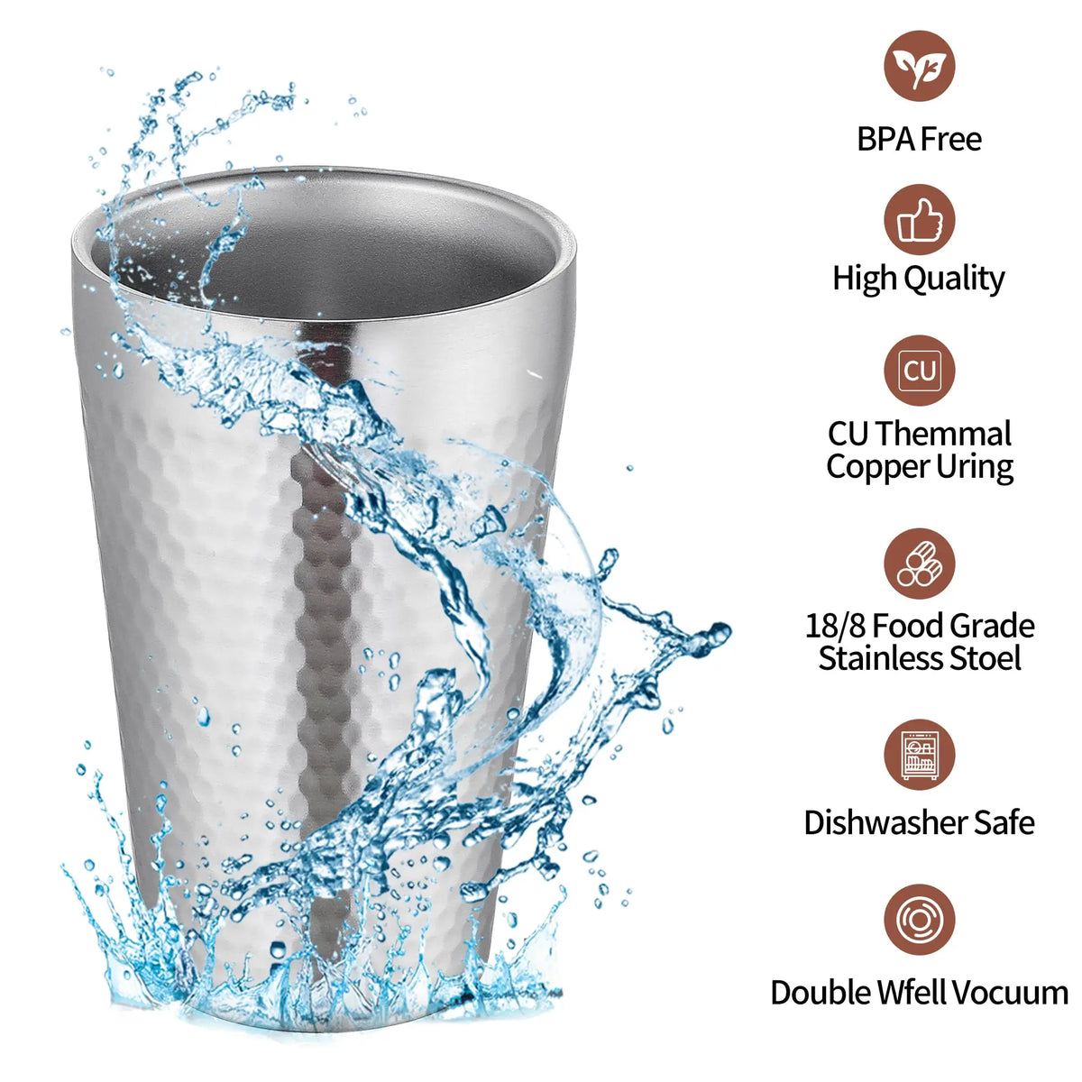 Stainless Steel Diamond Hammer Cup – Insulated Outdoor Camping Drinkware