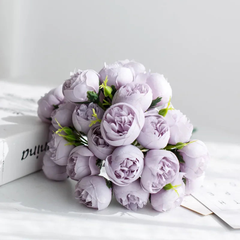 Silk Peony and Rose Bouquet – Artificial Floral Arrangement for Home Wedding