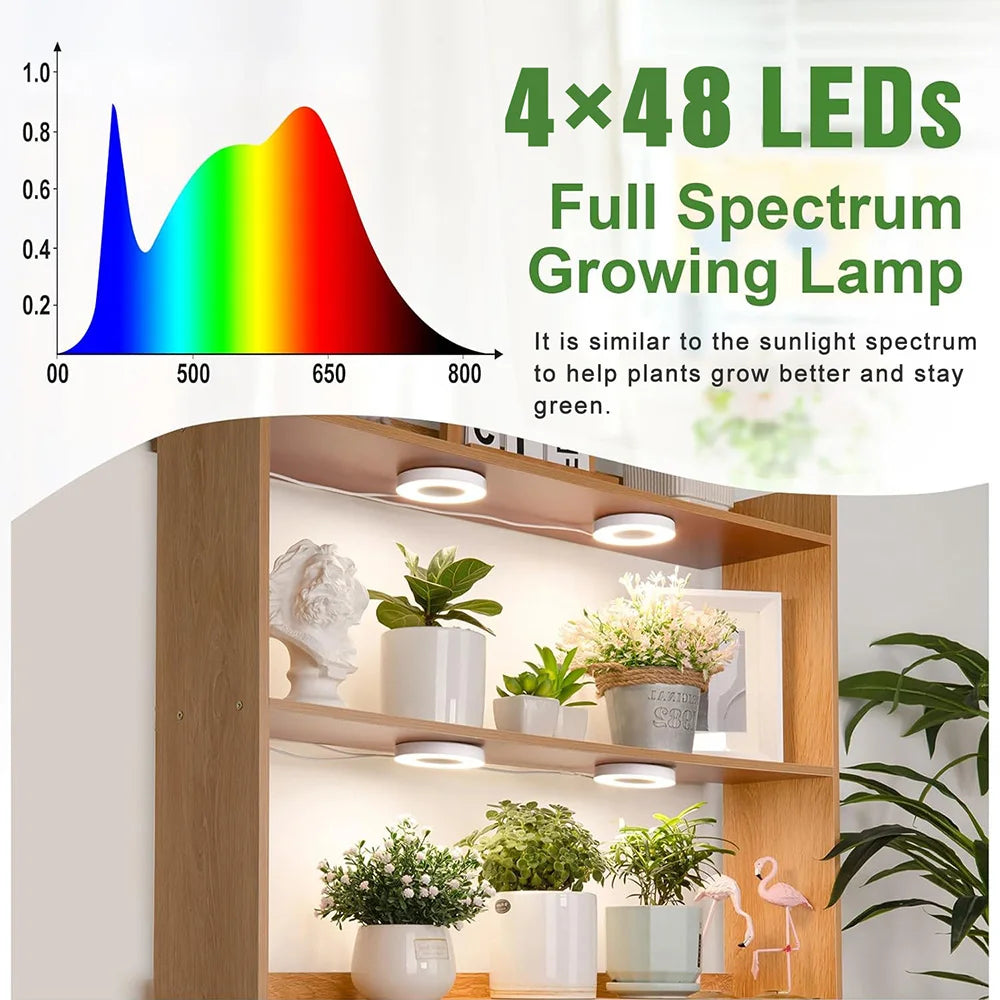 Full Spectrum Halo LED Grow Light – Dimmable Timer Lamp for Indoor Plants