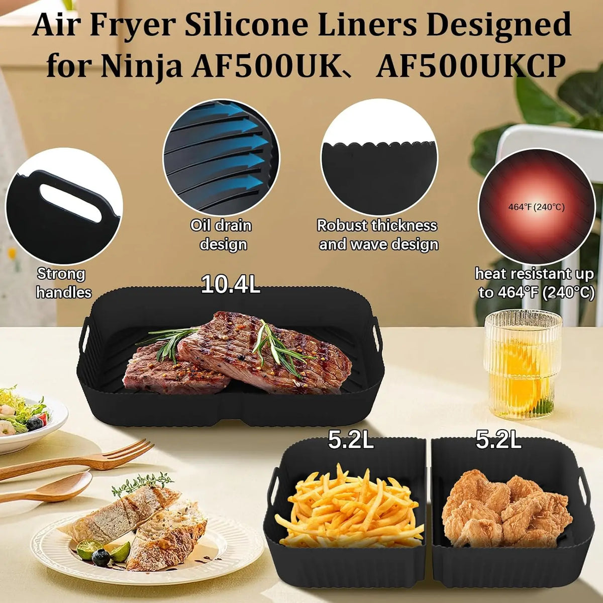 Reusable Silicone Air Fryer Tray – Non-Stick Baking Basket for Ninja Foodi