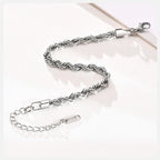 Stainless Steel Rope Chain Bracelet – Unisex Twisted Link Jewelry for Gift
