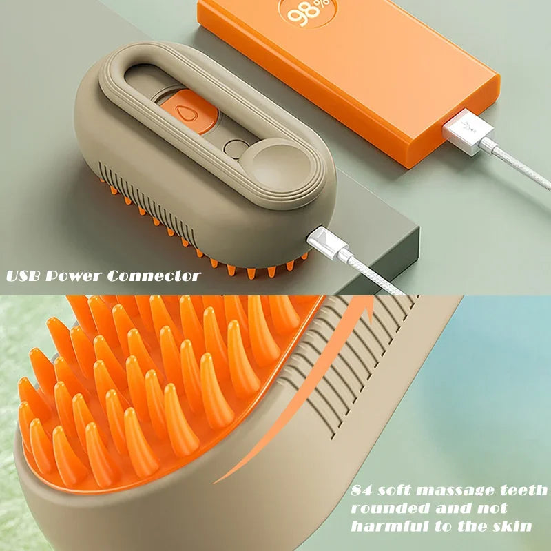 3-in-1 Pet Steam Grooming Brush – Electric Spray Comb for Dog and Cat Shedding