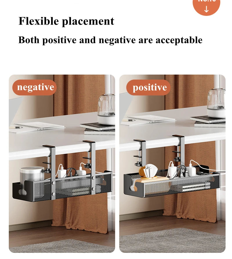 Extendable Metal Cable Tray – Clamp-On Cord Organizer for Office Desk