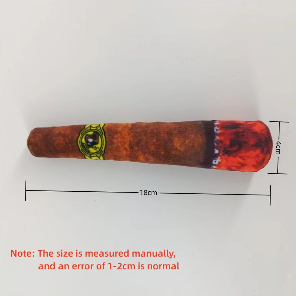 Plush Cigar Dog Toy – Durable Squeaky Chew for Small Breed Puppies