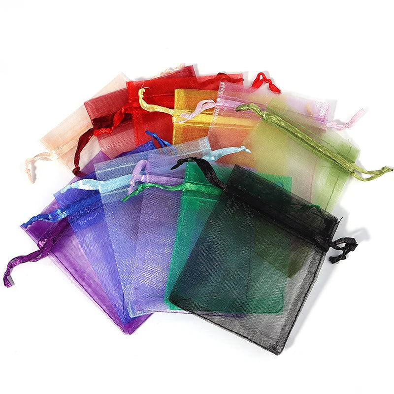 Organza Gauze Gift Bags – Drawstring Jewelry Pouches for Wedding Party Favors