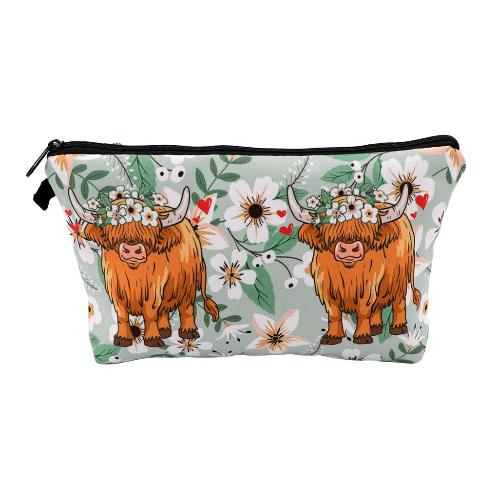 Large Animal Makeup Bag – Flamingo Cat Print Organizer for Travel Cosmetics