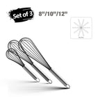 Stainless Steel Balloon Whisk – 8 10 12 Inch Wire Beater for Kitchen Cooking