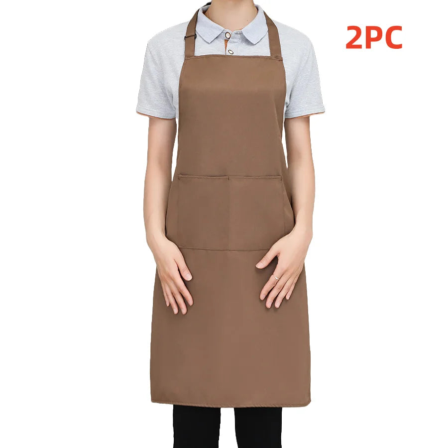 Adjustable Solid Color Apron Set – Kitchen Chef Bib for Men and Women