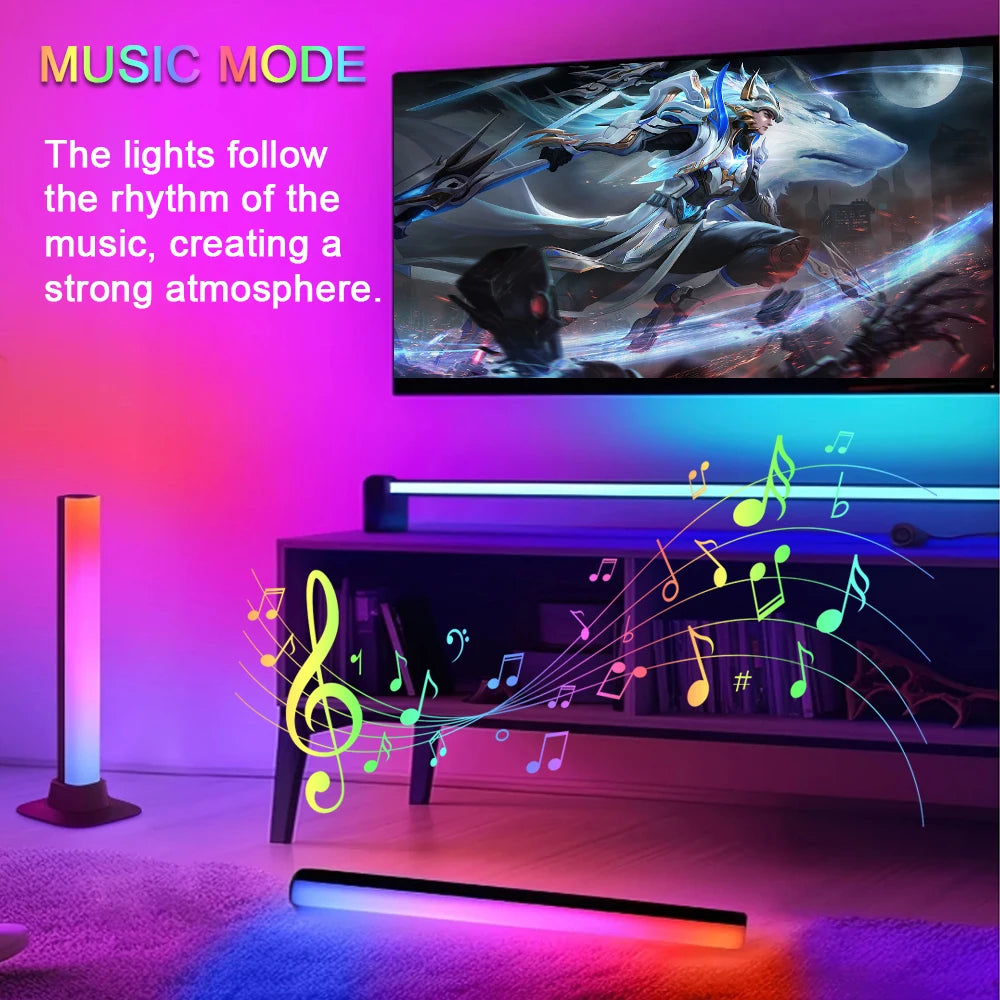 RGB LED Light Bar – Music Rhythm Sensing Desktop Lamp for Gaming Decor