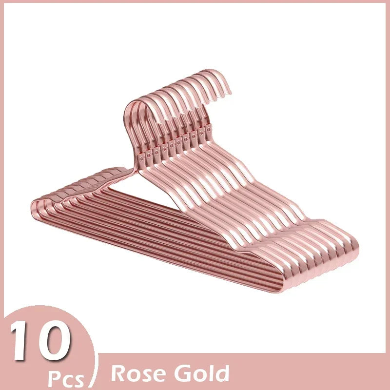 Golden Aluminum Alloy Coat Hangers – Durable Wardrobe Storage Organizer