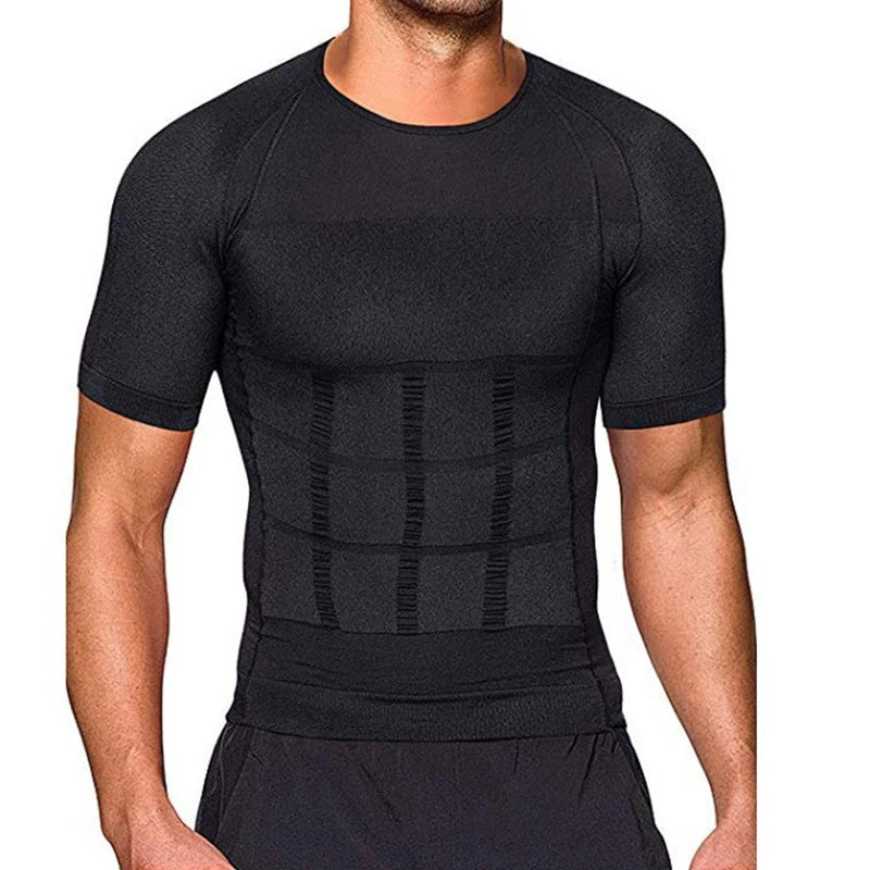 Mens Compression Undershirt – Seamless Slimming Body Shaper for Gynecomastia