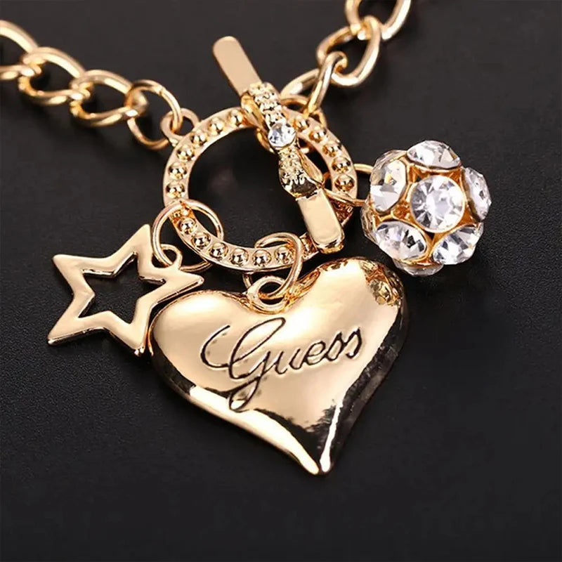 Pearl Charm Link Bracelet – Hollowout Star and Fire Ball for Women Jewelry