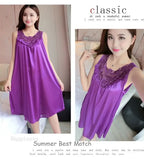 Ice Silk Sleep Dress – Plus Size Women's Tank Nightgown for Summer Housewear
