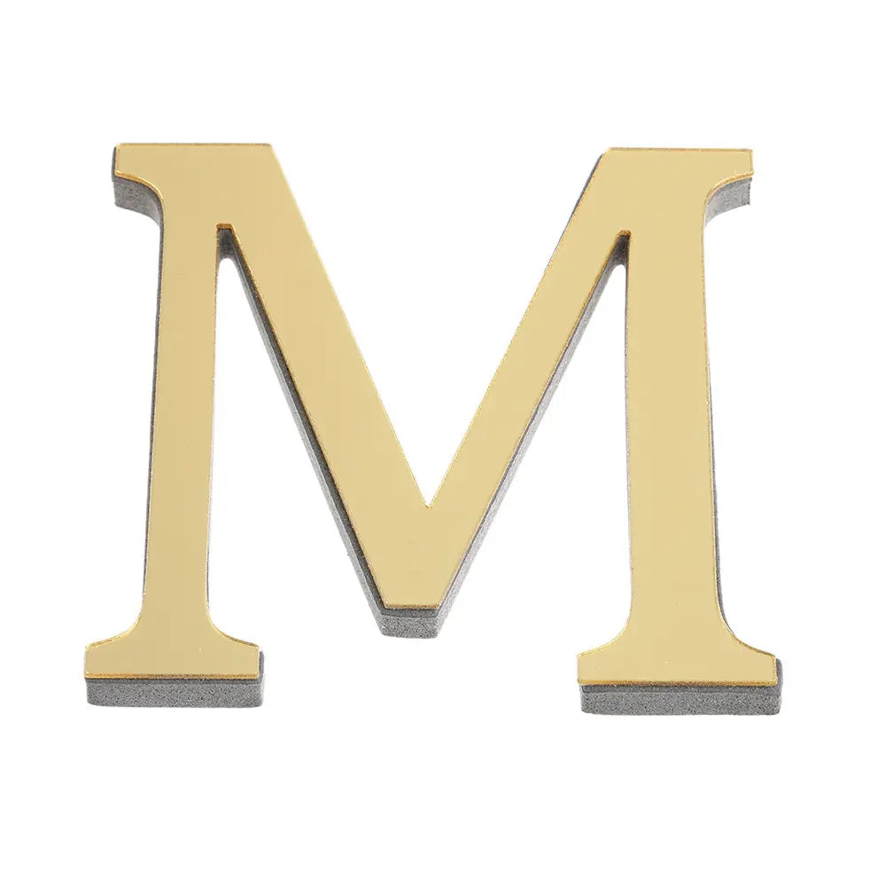 3D Gold Acrylic Letter Wall Stickers – Self-Adhesive Alphabet Home Decor