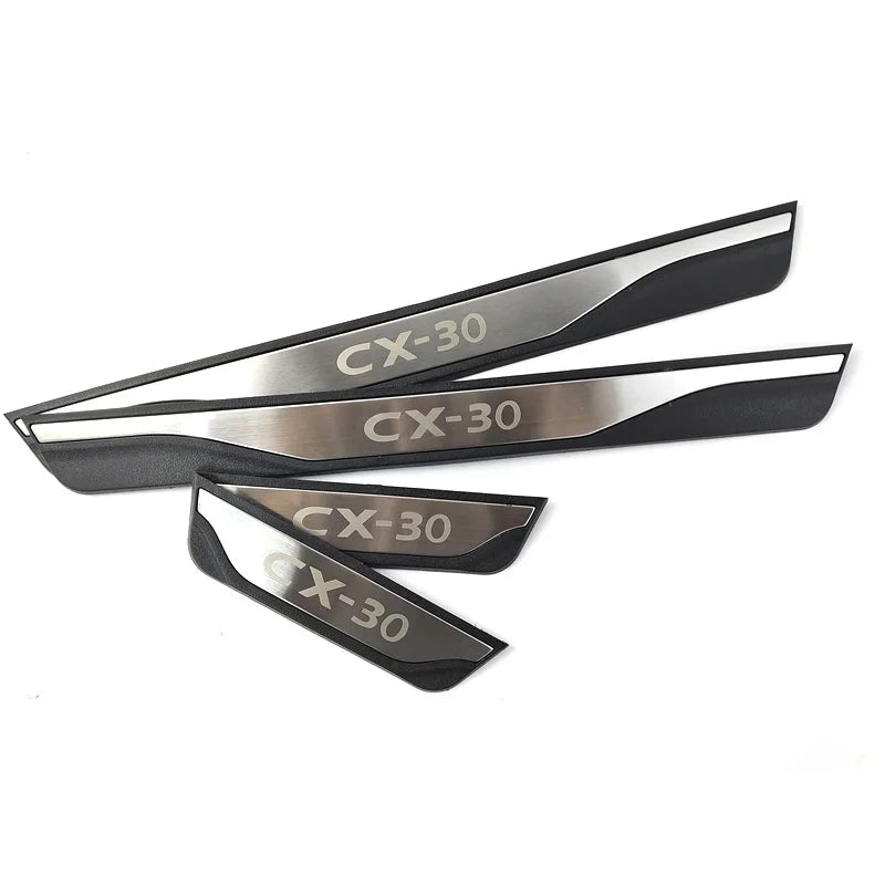 Stainless Steel Door Sill Guards – Interior Protective Scuff Plates for Mazda CX-30
