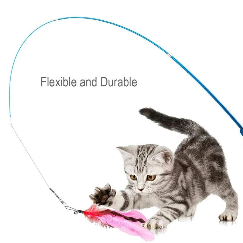 Interactive Cat Feather Toy Set – Retractable Wand for Indoor Pet Play