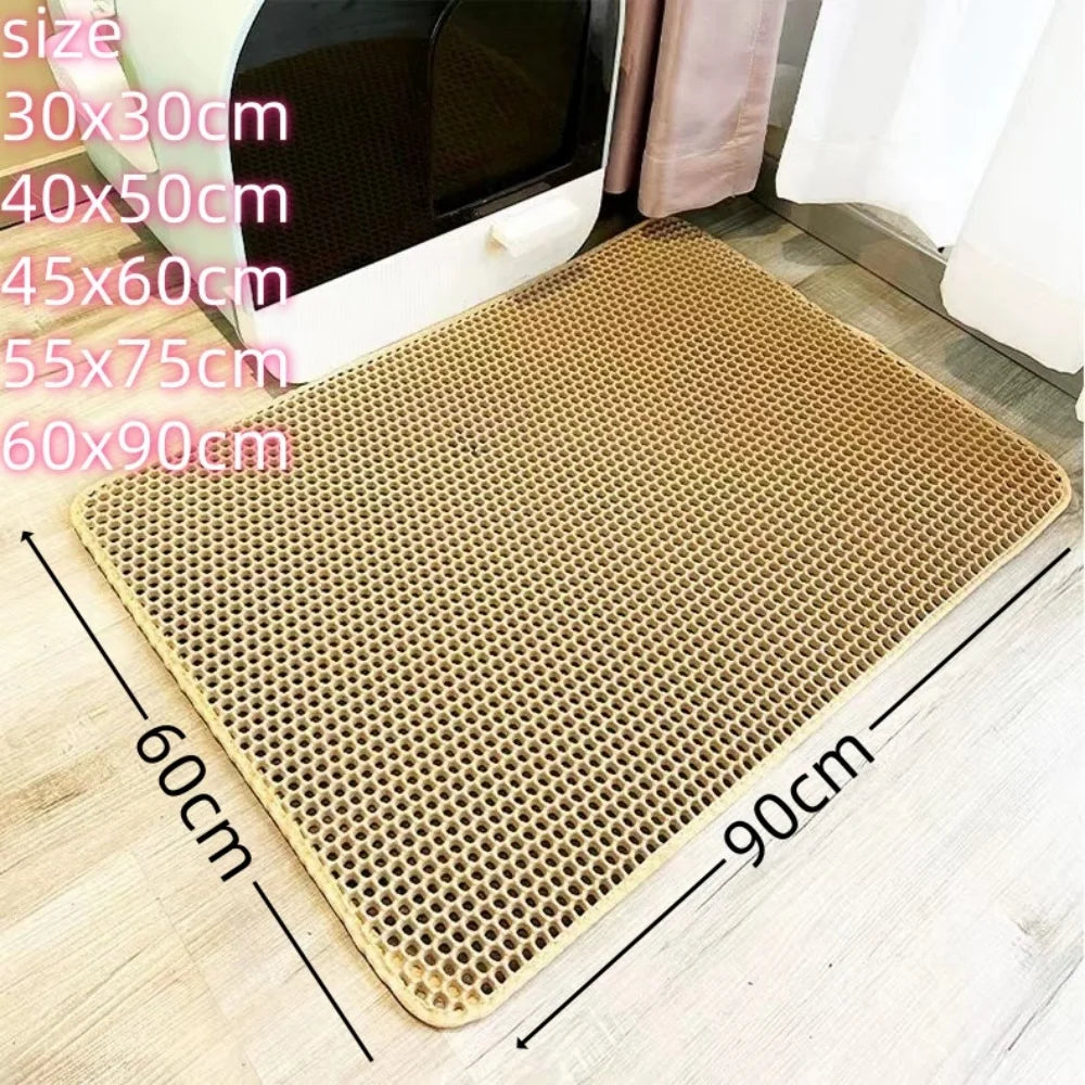 Large Waterproof EVA Cat Litter Mat – Double Layer Tray for Pet Hygiene