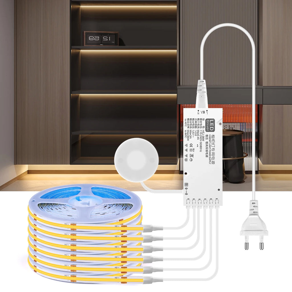 COB LED Strip Lights – Motion Sensor Under Cabinet Lamp for Closet Wardrobe