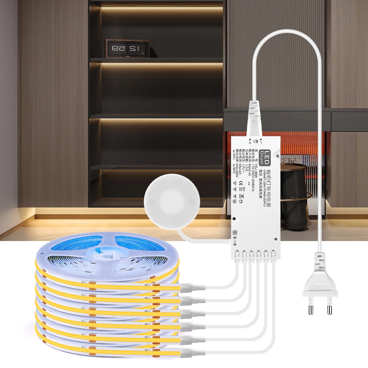 COB LED Strip Lights – Motion Sensor Under Cabinet Lamp for Closet Wardrobe