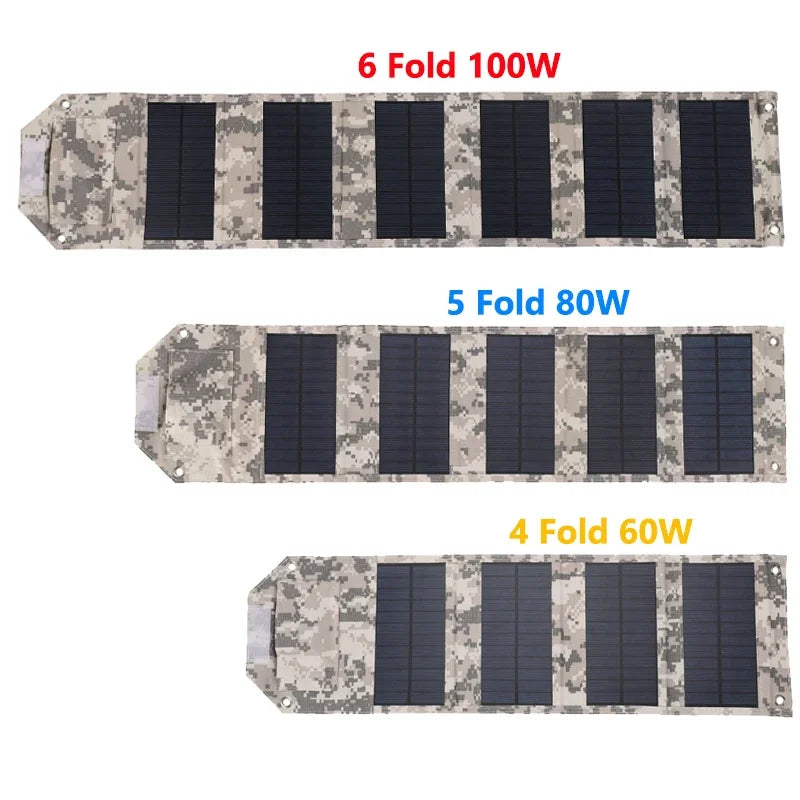 Foldable Solar Panel – 100W Portable USB Charger for Outdoor Camping