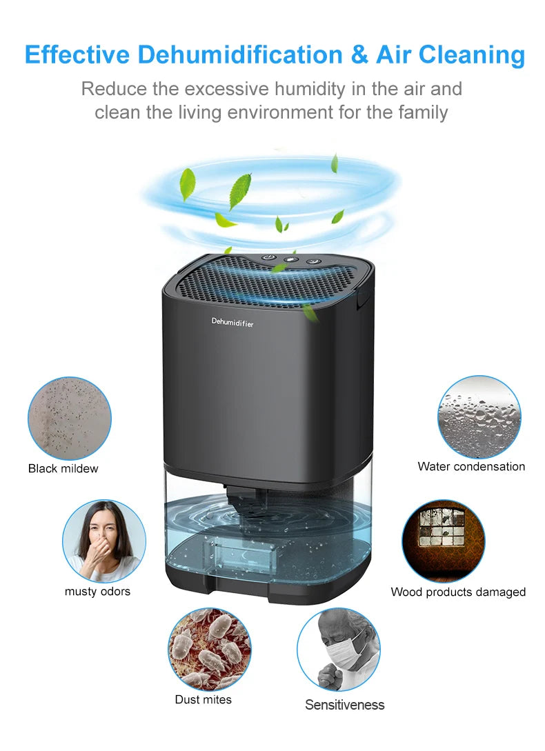 Portable Electric Dehumidifier – Silent Moisture Absorber for Home and Office