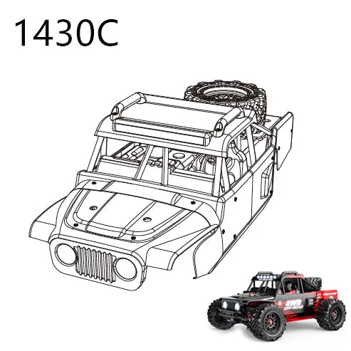 RC Car Spare Parts – Differential Shock and Tire Set for 1/14 Scale Models