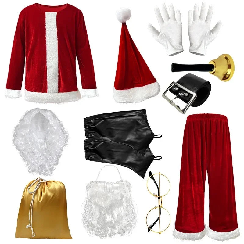 Santa Claus Costume Set – Plush Festival Outfit for Christmas Parties M-4XL