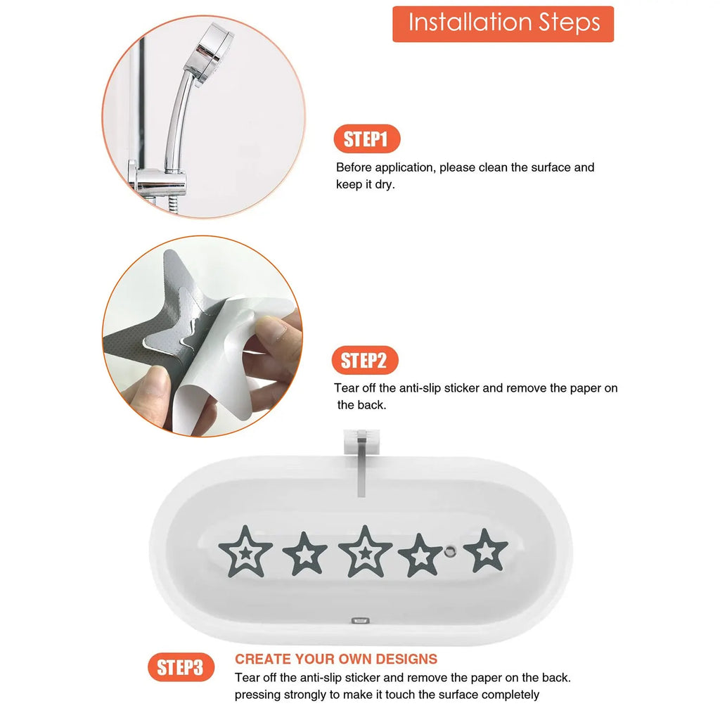 Anti Slip Bathtub Strips – Adhesive Snowflake Decals for Bathroom Safety