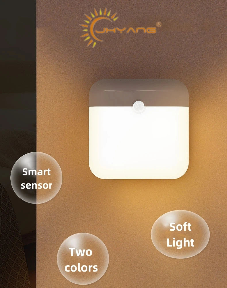 Motion Sensor LED Square Lamp – USB Rechargeable Light for Bedroom and Kitchen