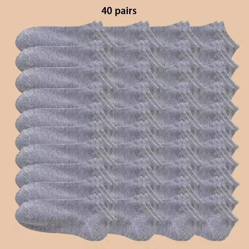 Men's Ankle Boat Socks – Solid Color Sweat-Absorbent Cotton for Business Sport