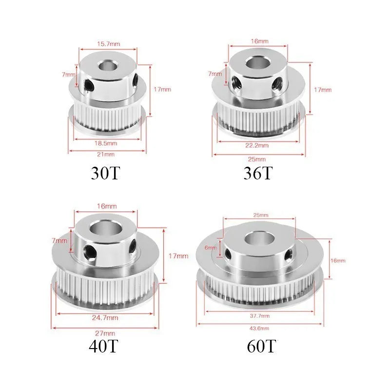 Aluminium 2GT Timing Pulley – 6mm Belt Width for 3D Printer Parts