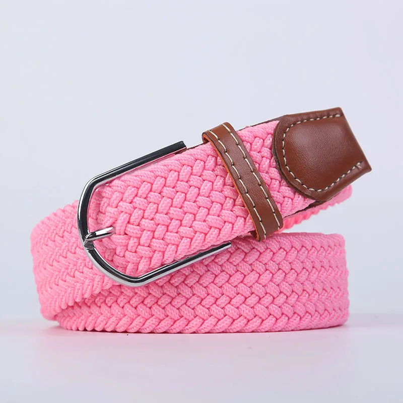 Woven Elastic Canvas Belt – Stretch Braided Buckle Strap for Casual Jeans
