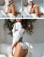 Lace Mesh Thong – Transparent Floral Lingerie for Sexy Occasions