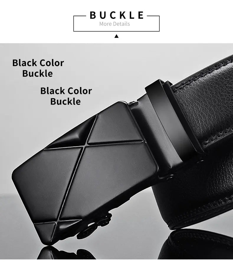 Mens Automatic Buckle Leather Belt – Luxury Business Accessory for Formal Wear