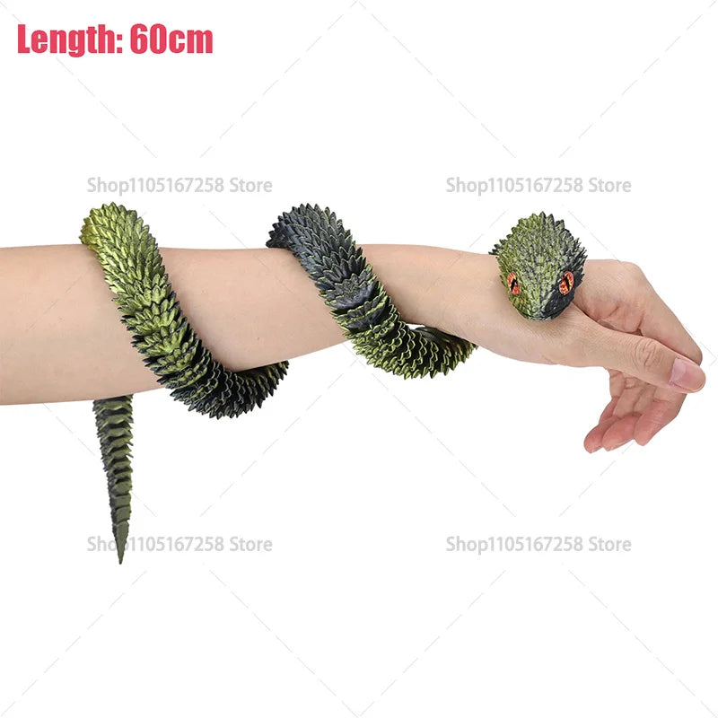 60cm 3D Printed Articulated Snake – Luminous Realistic Desktop Ornament