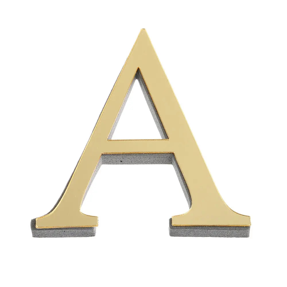 3D Gold Acrylic Letter Wall Stickers – Self-Adhesive Alphabet Home Decor