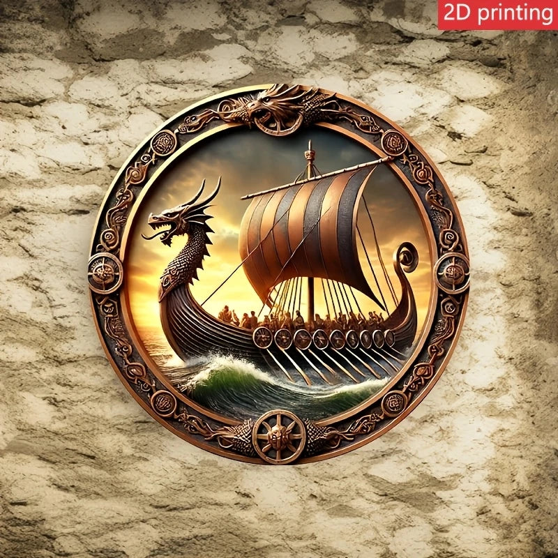 Viking Longship Wooden Wall Art – 8 Inch Nordic Decor for Home and Bar