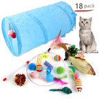 Interactive Cat Play Tunnel – Foldable Mouse and Fish Toy Set for Pets