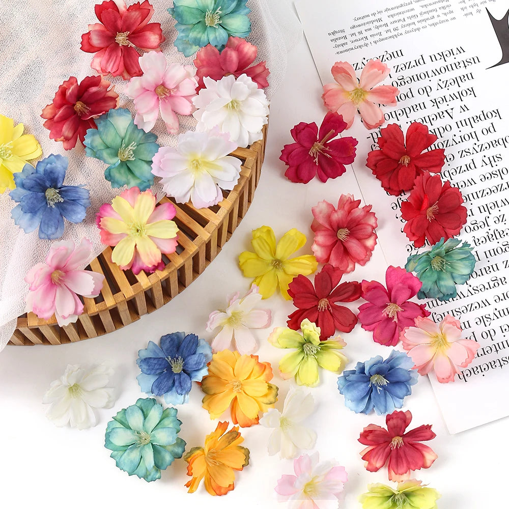 Artificial Cherry Blossom Heads – Silk Floral Decor for Weddings and DIY
