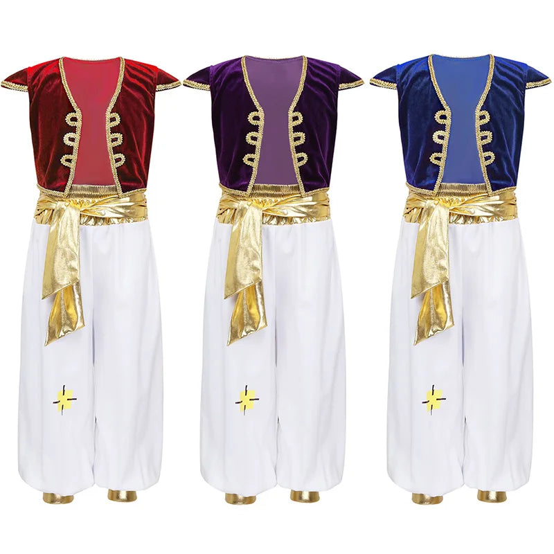 Boys Arabian Prince Costume – Vest and Pant Set for Halloween Cosplay