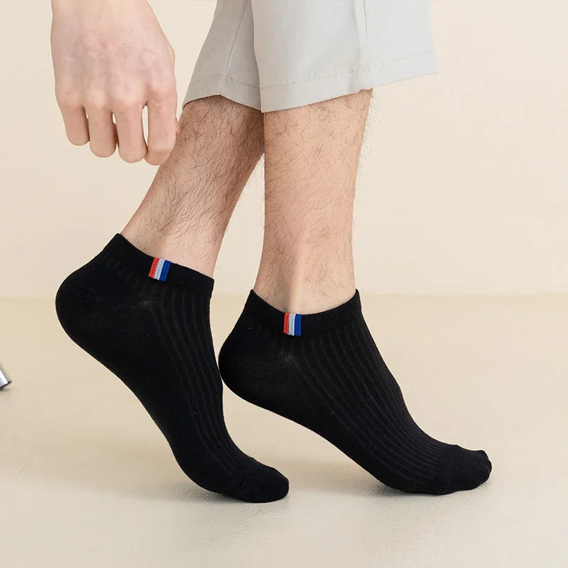 Mens Breathable Boat Socks – Thin Cotton Blended Casual Footwear for Summer